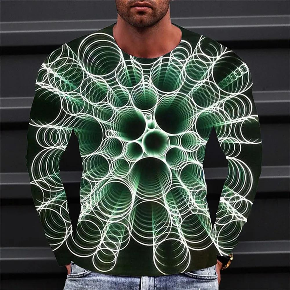 2024 Men'S Long Sleeve T-Shirts Harajuku 3d Print Graphic Men Oversized Clothing Fashion Street Tees Shirt Casual O Collar Tops