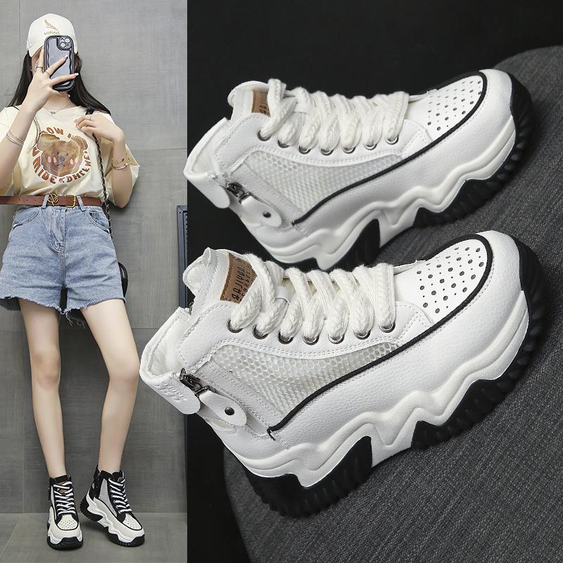 

Mesh Women s Platform Shoes Thick-soled Height-enhancing Casual Versatile Sports Shoes Thick-soled Breathable Non-slip Women s Shoes 35 білий