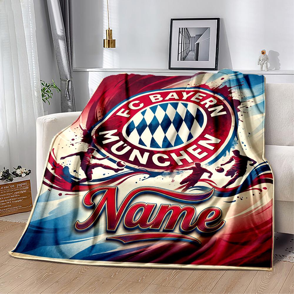 Bayern Munich Poster Personalized Name Blanket Throw Personalized Blanket Soft & Cozy Throw For Livingroom Sofa Bed Seaside All-Season Use