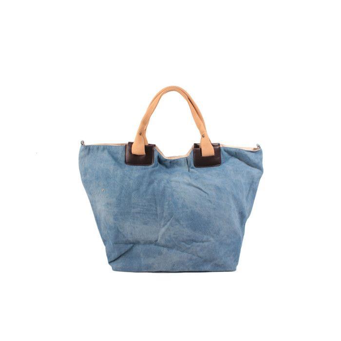 Tote Bag - LE TEMPS DES CERISES - Eco 2 Denim - Blue - Magnetic Closure - 38x54x18 Cm
