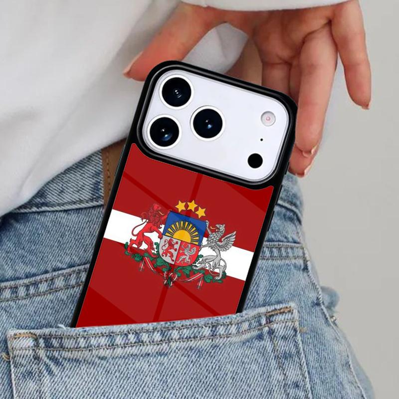 Latvian Flag Coat Of Arms Phone Case for iPhone 17ProMax 12 13 14 15 16e 17 Pro Max Plus Air Cover