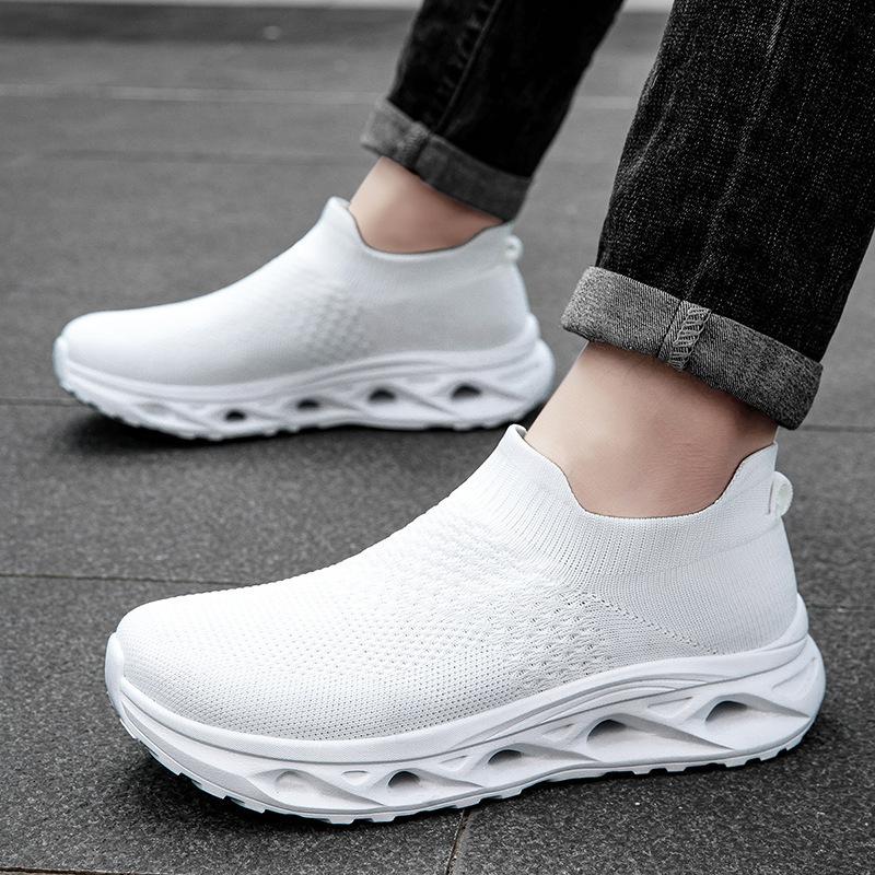 Wide Head Fly-Woven Casual Sports Shoes, Couples One-Pedal Lazy Shoes, Large Size Men'S Mesh Running Shoes