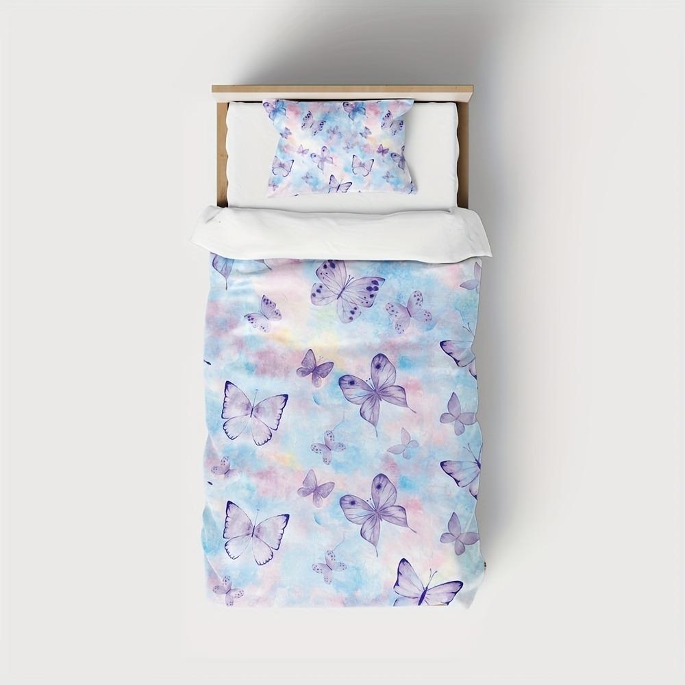 Butterfly 3D Children'S Couple Bed Bedding Set Cute Printed Cartoon Quilt Cover Polyester Duvet Set Twin King Size