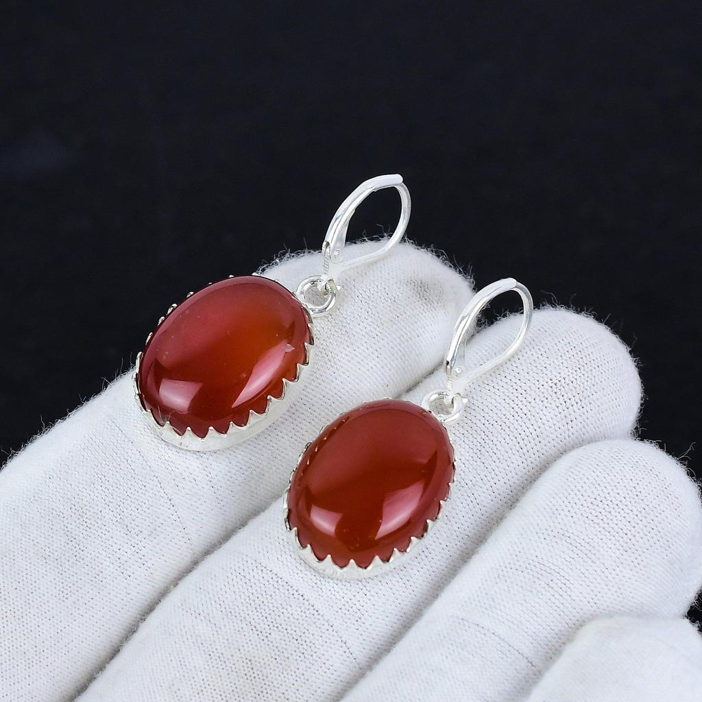 Natural Carnelian Gemstone 925 Sterling Silver Earring, Boho Silver Jewelry Dangle Earrings, Gifts For Mother Day Gifts For Her