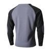 Spring Fall Men Top Regular Fit Colorblocked Long-Sleeve T-Shirt Buttoned Round Neck Patch Decor Casual Sports Parties T-shirt