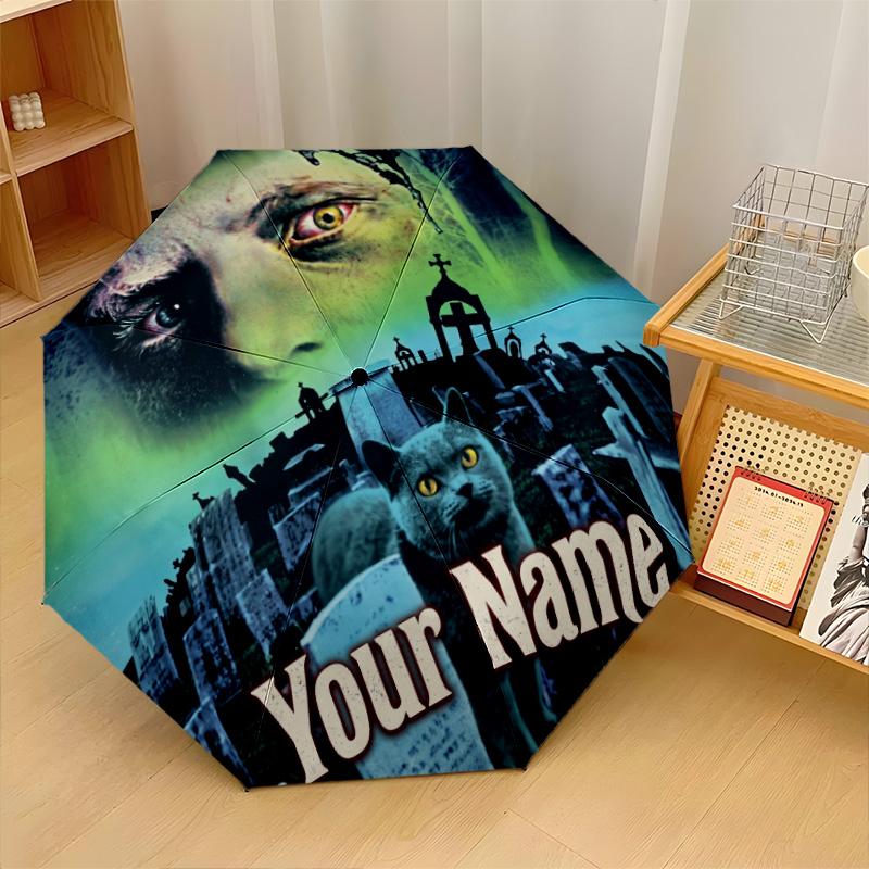 Custom Text Automatic 8 Bone Umbrella, Portable Sun Rain Protection UmbrellaPet Sematary