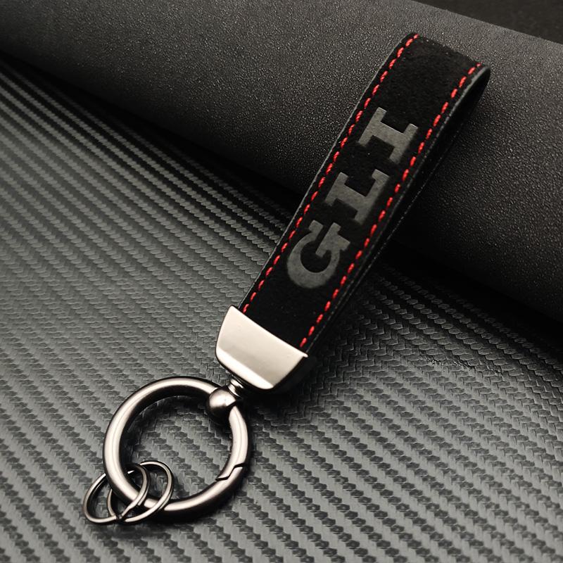 BNI1 2026 New For VW VOLKSWAGEN Hub Caps High Grade Suede Leather Keyring GLI GTD GTE TSI TDI Car Keychain For Volkswagen VW Jetta Go