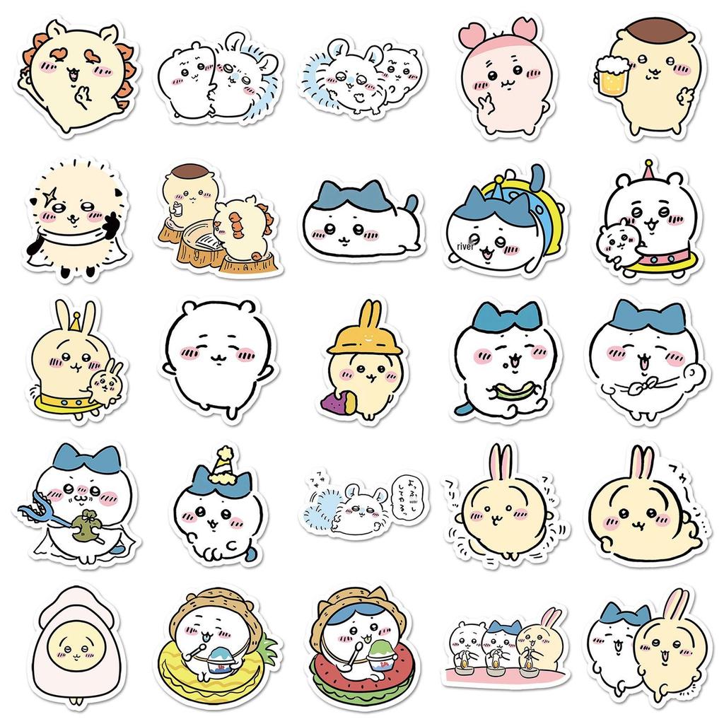 51 Chiikawa Graffiti Stickers: Cute Cartoon Usagi Chii Kawa Decorations for Guitar, Phone Cases