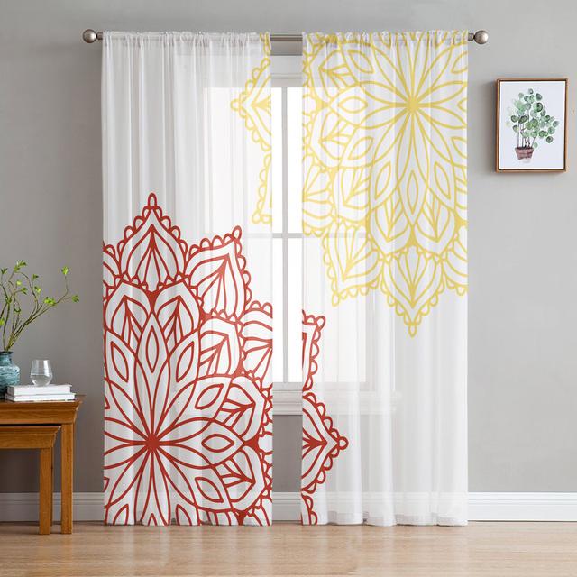 Perdele Transparente Cu Flore Colorate Pentru Sufragerie Perdele Tulle Pentru Dormitor Bucătărie Perdele Voile