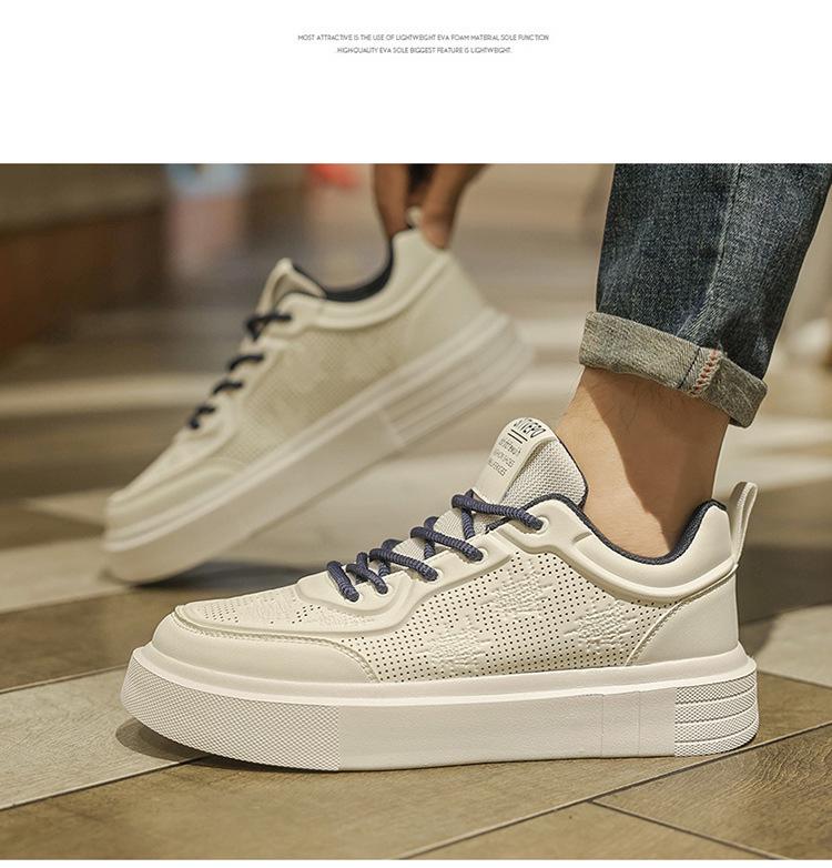 Men's Versatile Lightweight White Casual Sneakers - Spring 2025 Fashion Collection