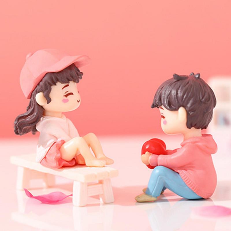 Creative Couple Figures Girl Boy Heart Sweety Lovers Couple Ornament For Figurines Miniature Home Decoration