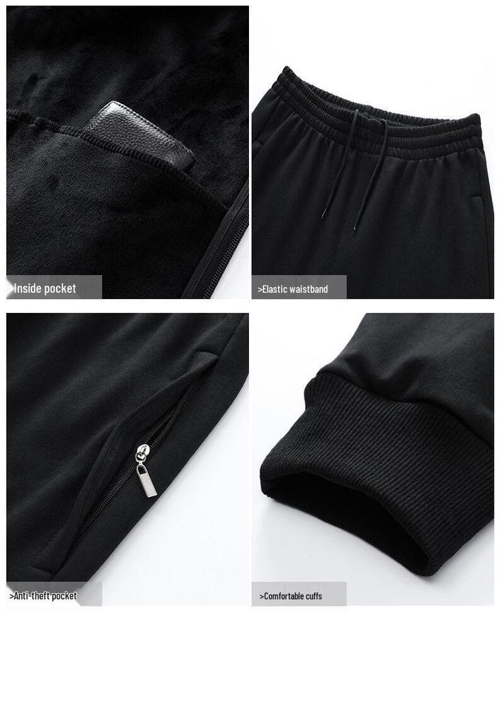 Men's Thickened Velvet Cotton Casual Suit: Middle-aged Father's Two-piece Sports Jacket and Pants Set