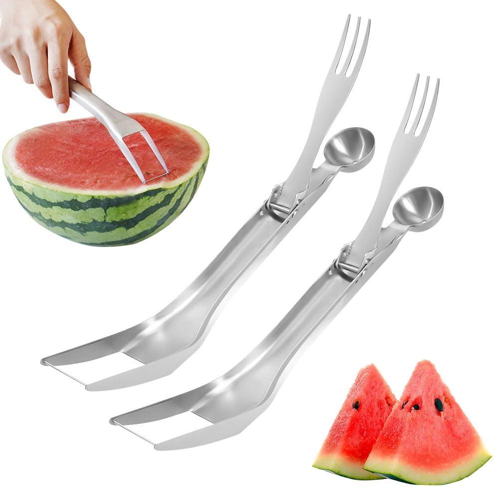 1/2/3 PCS Artifact Stainless Steel Watermelon Cutter 3-in-1 Dual Head Slicer Tool Multi-functional Portable Fruit Forks Home Use