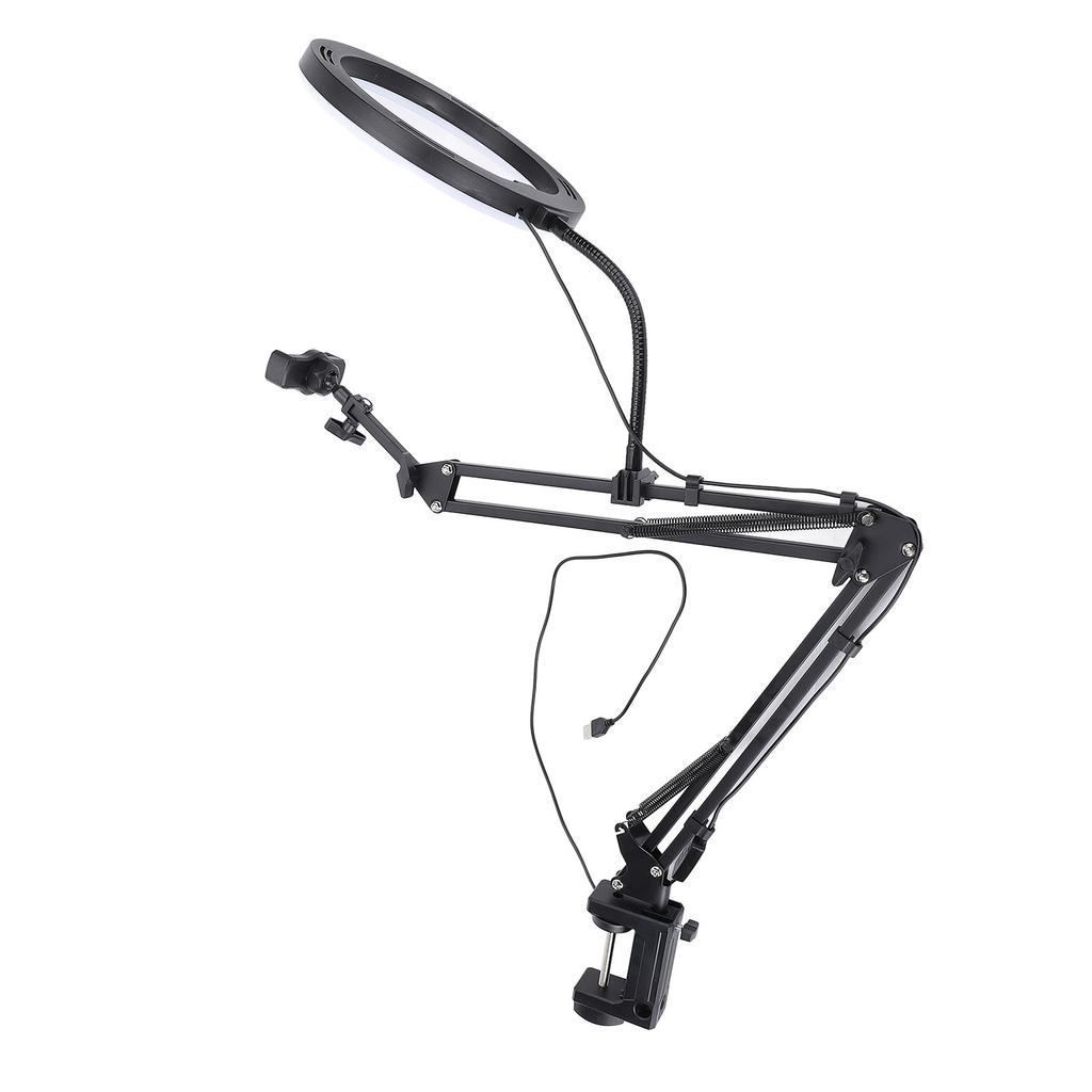 Ring Light Overhead Phone Mount Selfie Ring Light with Phone Holder LED Desk Ring Light with Clamp