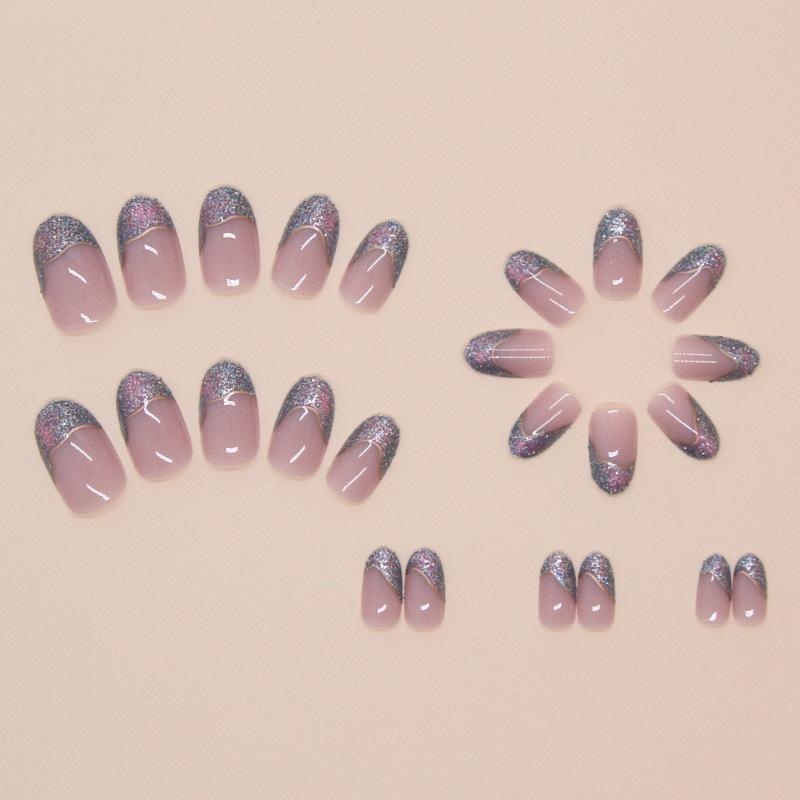 Cat's eye simple fake nail wearing nail French flash removable piece fine flash nail patch
