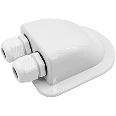 3Mm-12Mm Abs Double Solar Cable Input Plate For Rv Ceiling Waterproof Boats Yachts Roofing- (2 Holes Round White)