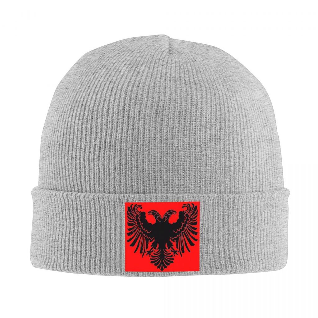 Albania Flag Black Eagle On Red Warm Knitted Cap Winter Knit Bonnet Hat Skullies Beanies Hip Hop Caps for Unisex