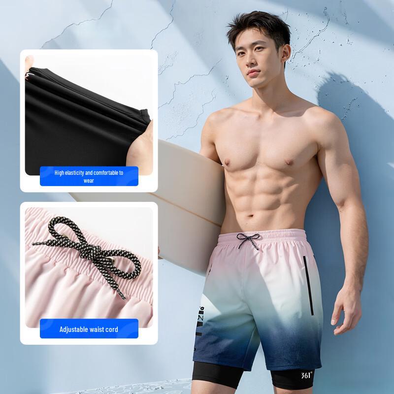 361° Men's Fake Two-Piece Double-Layer Swimming Trunks