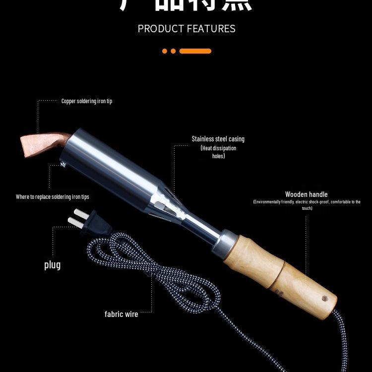 Leistungsstarkes elektrisches Lötkolben-Set mit Holzgriff & Lila Kupfer-Spitzen