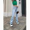 New Women'S Europe And America Cross Border Light Blue Slim High Waist Straight Jeans For Women