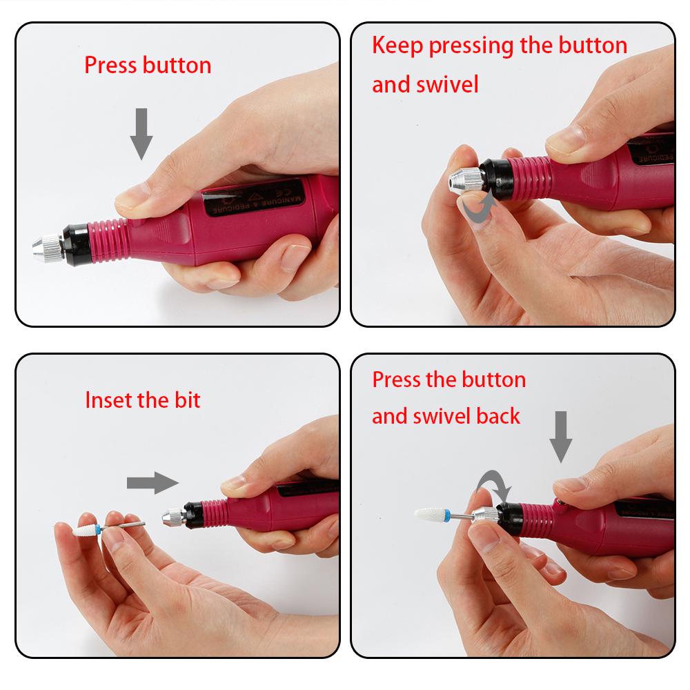 Professional Nail Drill Machine Nail Pen Machine Drill Bits Mill Cutter Pedicure Gel Polish Remover