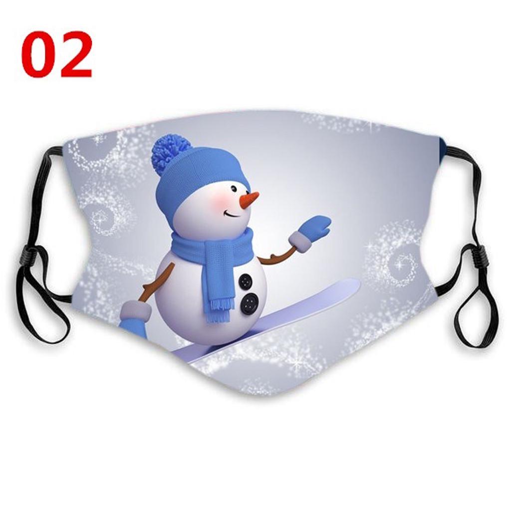 Unisex Fashion Christmas Snowman Printing Mask  Washable Face Mask
