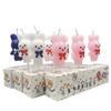Cartoon Zodiac Image Rabbit Candle Shape White Pink Bow Tie Bow Rabbit Candle