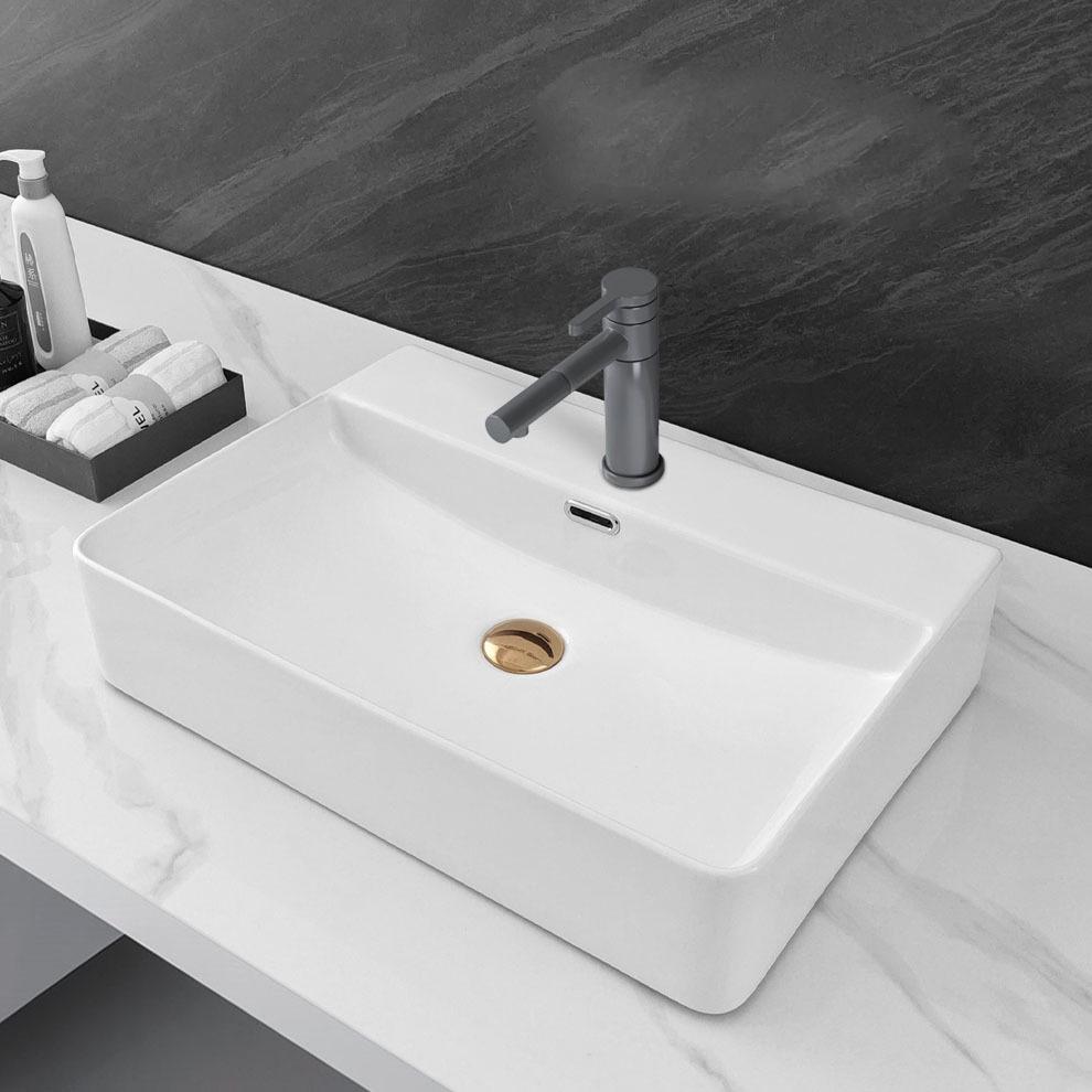 Bathroom Counter Top Ceramic Sink Rectangular Lavatory Porcelain White Wahsbasin