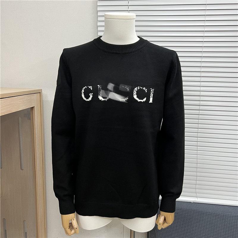 Unisex Trendig Rundhalsad Jacquardulltröja med Broderad Logga - Avslappnad & Mångsidig.