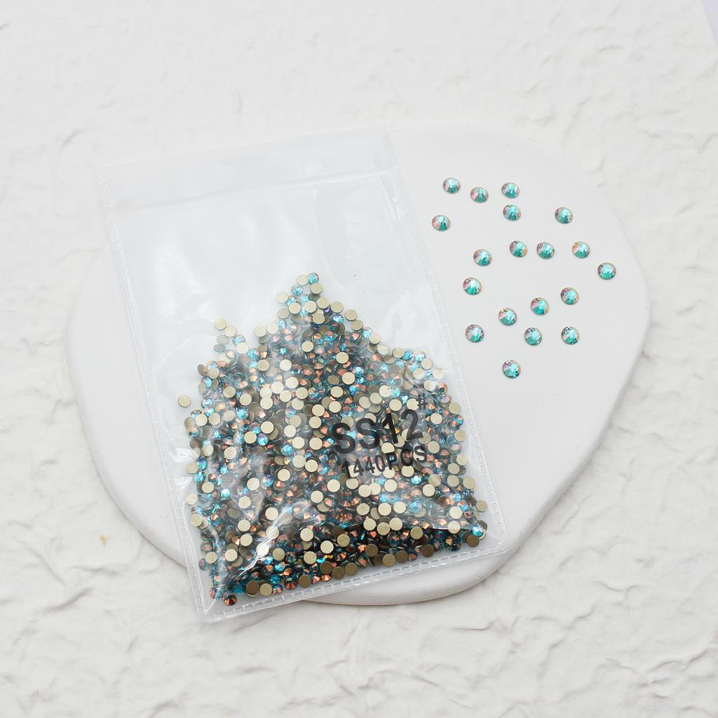 1440 Nail Art Flat Bottom Diamond Sparkle Coated Small Round Diamond Ab Symphony Gold Bottom Nail Decorative Diamond Accessories