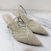 Fashion Pointed Toe High Heels Women Sandals Woven Mesh Design Slingbacks Summer Footwear Breathable Hollow Out Female Dress Shoes