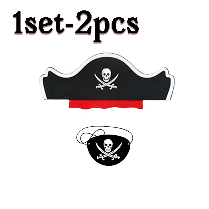1-11pc Pirate Eye Patches Captain Hat Set Skull Felt One Eye Mask Halloween Cosplay Dress Up Scary Themed Party Props Decor