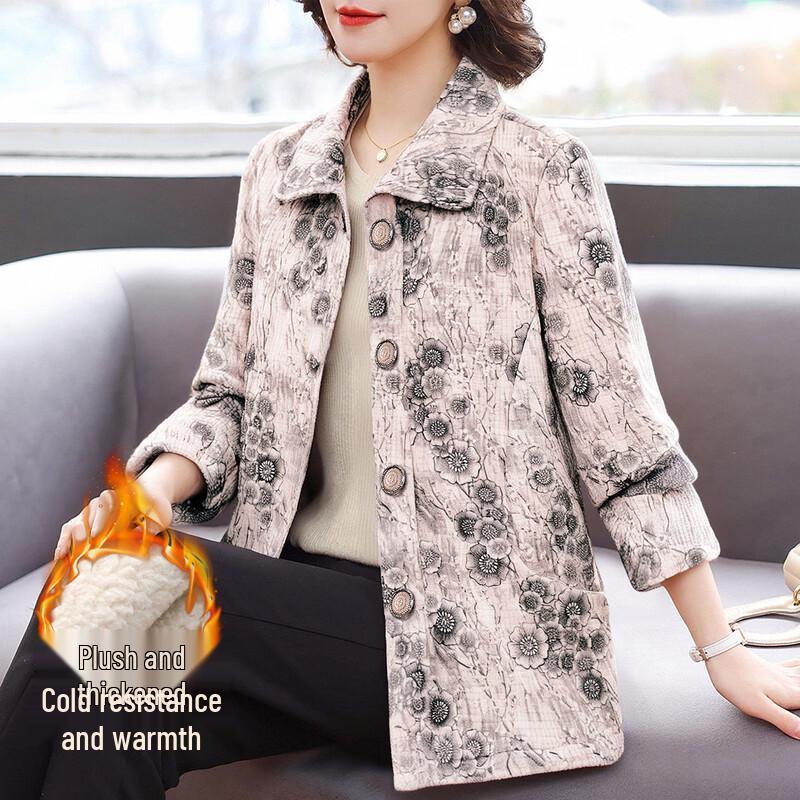 

Pasite Women s Printed Single-breasted Winter Coat 4XL
