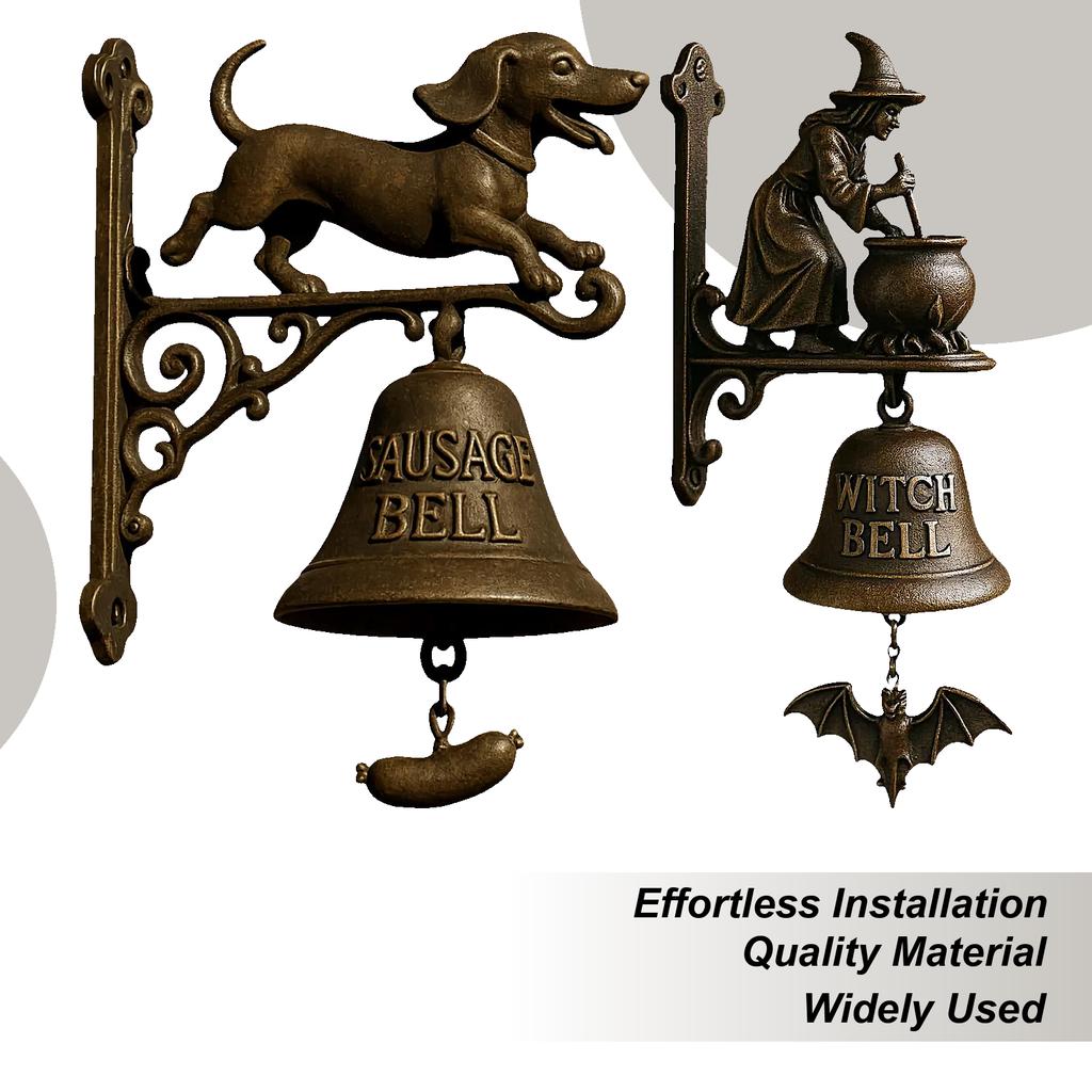 Campanello da porta di benvenuto a forma di testa di bassotto 3D per esterni, forma di strega, campanello vintage da fattoria per porta d'ingresso, capanni da giardino, cottage