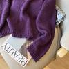 Real shot, super~ sauce purple grainy circle sweater women's pullover lazy wind knitted sweater