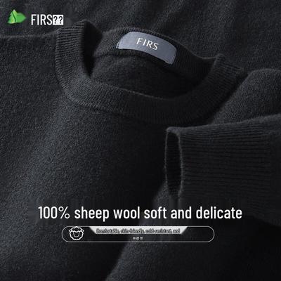 Shanshan Men's 100% Wool Thin Round Neck Sweater