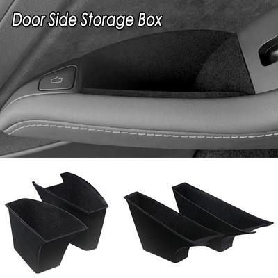 4pcs Front Rear Door Side Storage Box Door Handle Armrest Tray Organizer for Tesla Model 3/Y 2017-