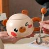Creative Cartoon Bear Ceramic Cup With Lid Household Breakfast Children'S Couple Cup High Value Gift