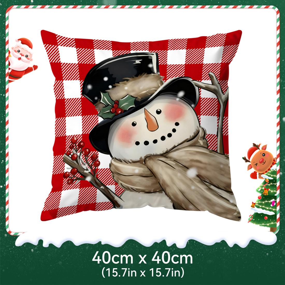 Retro Santa Claus Christmas Bells Cushions Pillowcase Polyester Cushion Cover Throw Pillow Pillowcover Home Car Sofa Decor 4PCS
