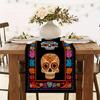 Mexican Day of The Dead Linen Table Runner Home Decor Mexico Sugar Skull Floral Dia De Los Muertos Table Runner Party Decoration