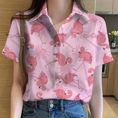 3D Printed Casual Hawaiian Short Sleeve Button Beach Shirt Summer Y2k Women's Clothes