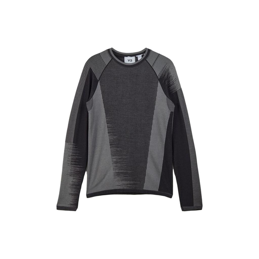 Y-3 Striped Slim Fit Long Sleeve T-Shirt Men Tops Black Gray HY5874