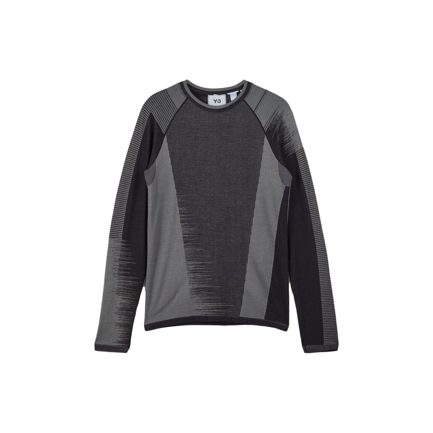 

Y-3 Striped Slim Fit Long Sleeve T-Shirt Men Tops Black Gray HY5874 L