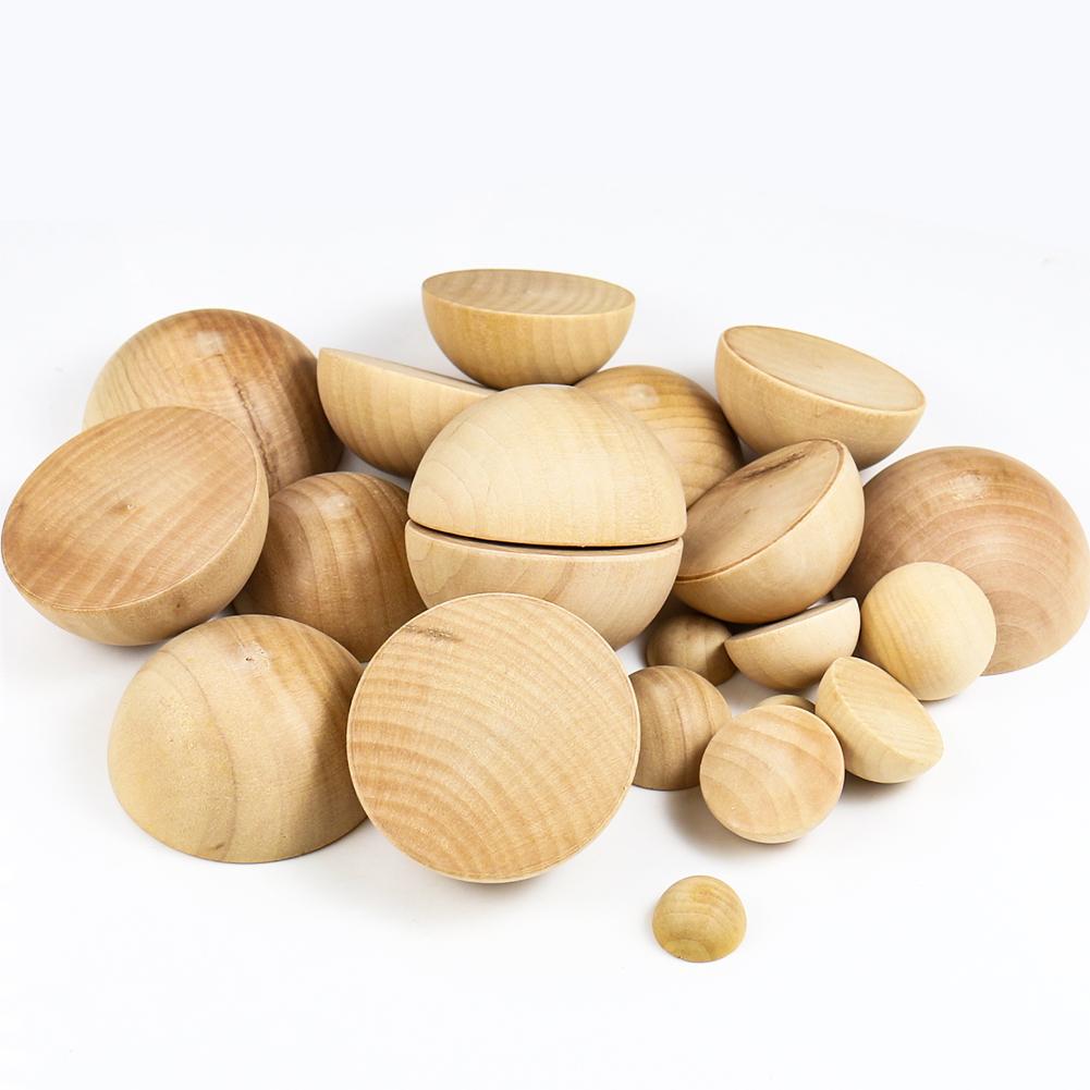 

10 шт. натуральные необработанные полудеревянные бусины, шарики, кабошоны, полукруги, без отверстий, деревянные бусины для изготовления ювелирных украшений 15 мм-60 мм