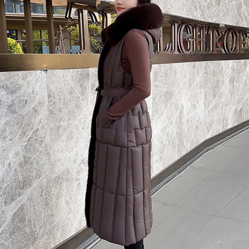Fashion Winter Long Vest Woman Coats Elegant Thick Warm Sleeveless Parka Women's Jackets