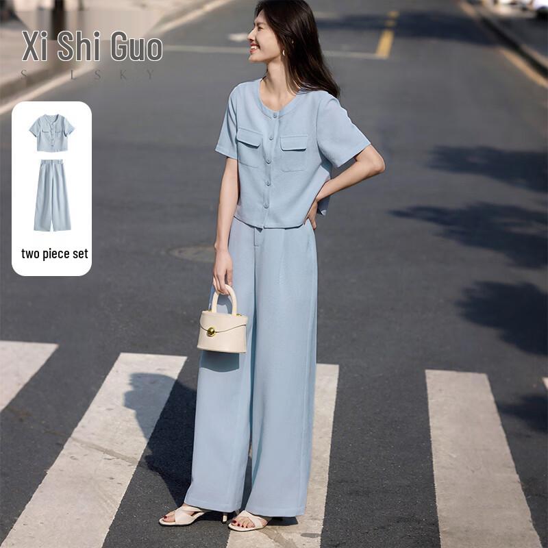 Women s Little Fragrance Style Cardigan & Wide-Leg Pants Set XL
