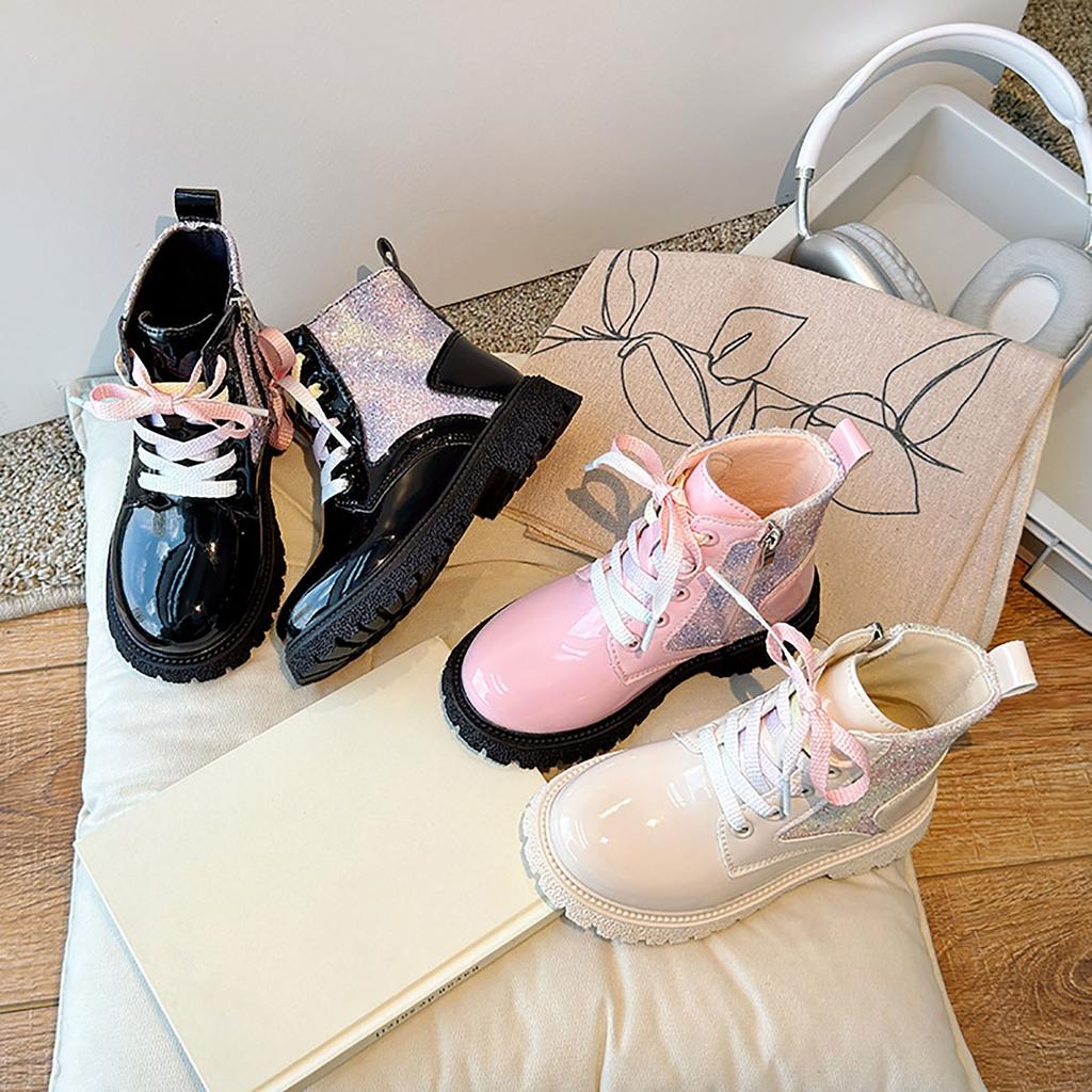 Children's Boots Boys Girls Single Boots Solid Color England Style Children Boy Girls Shoes Kids Fashion Shiny Small Short Boots