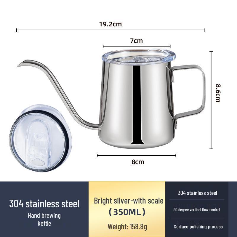 304 Stainless Steel Coffee Hand Brewer with Hanging Ear and Long Spout.