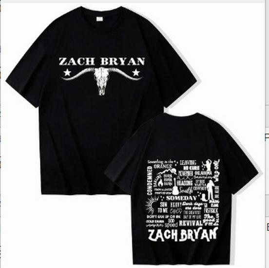 

Zach Bryan 2024 Cartoon Print Short Sleeve T-Shirt - Versatile Casual Top S