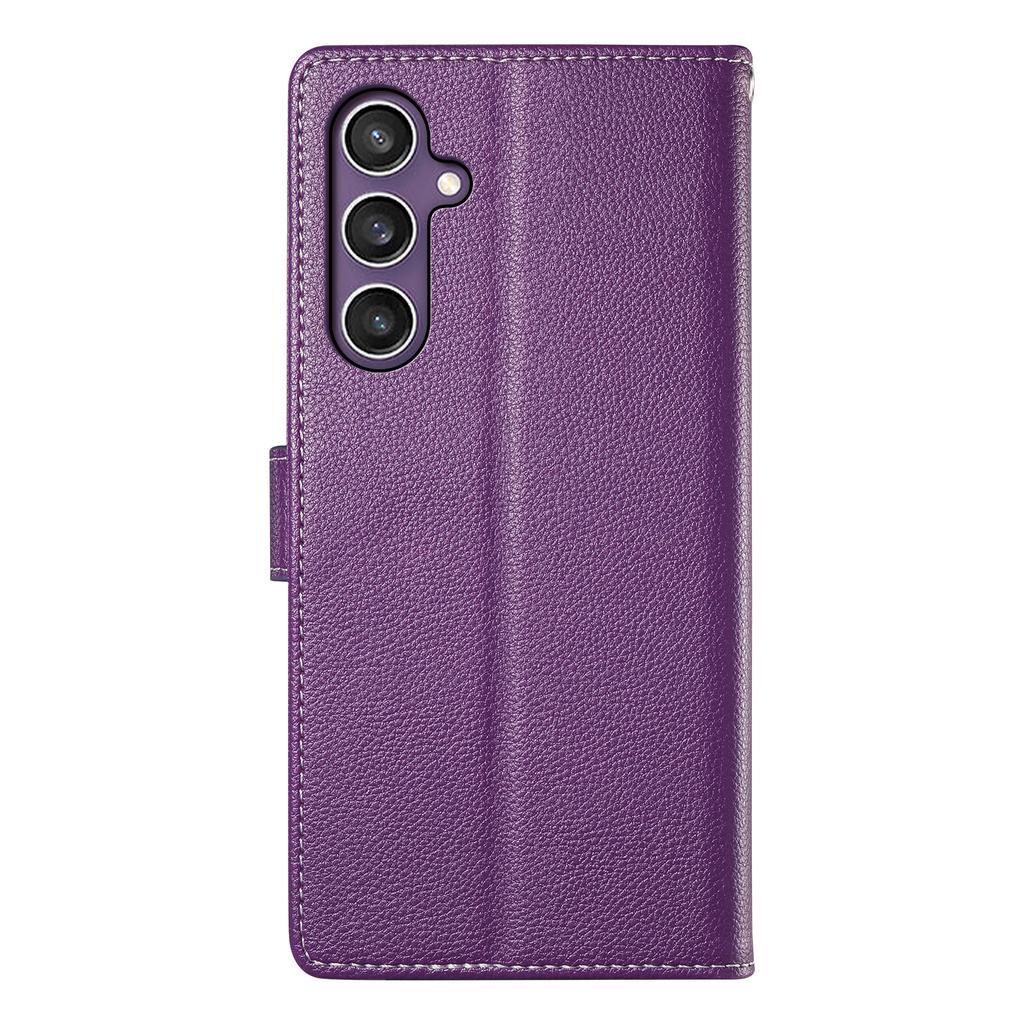 For Samsung Galaxy S25 Stand Case Litchi Texture Leather Wallet Phone Cover Magnetic Snap